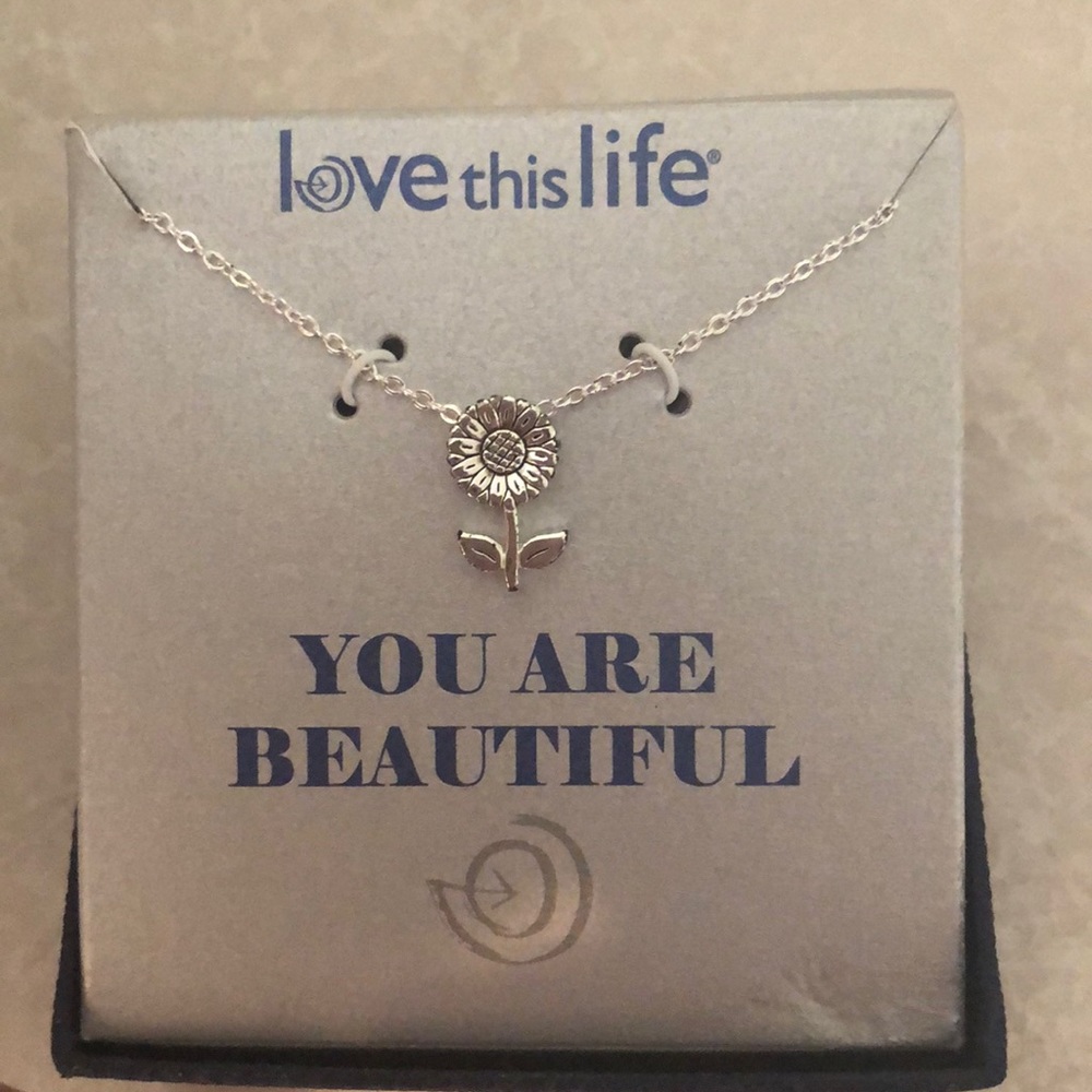 Sunflower 🌻 necklace sterling silver NWOT